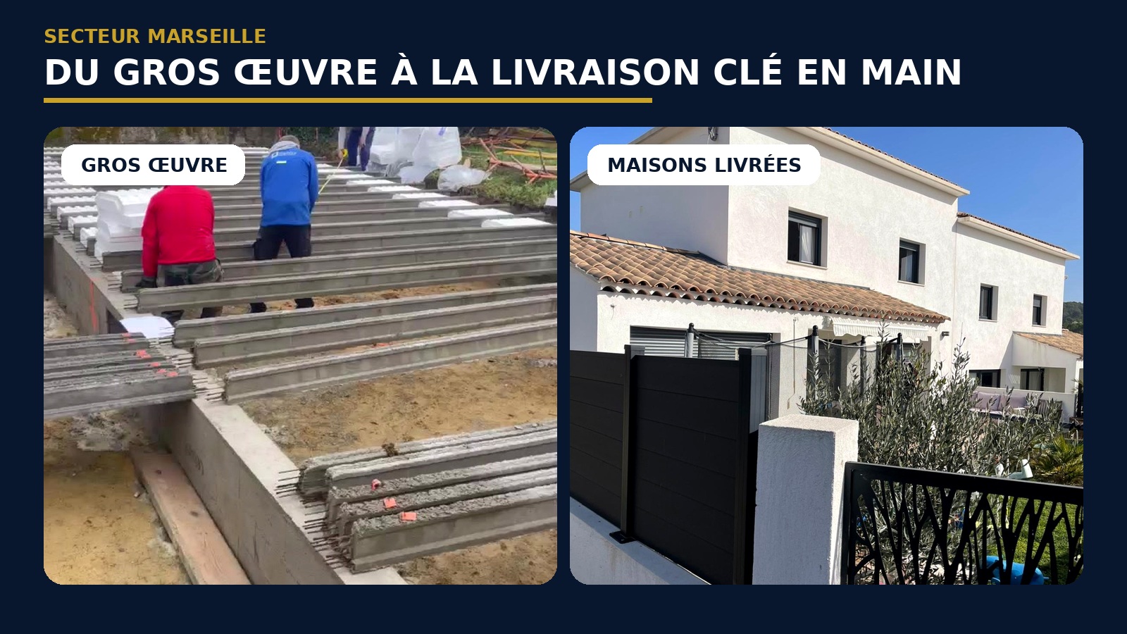 Comparaison d’origine entre la pose des poutrelles et les maisons individuelles livrées