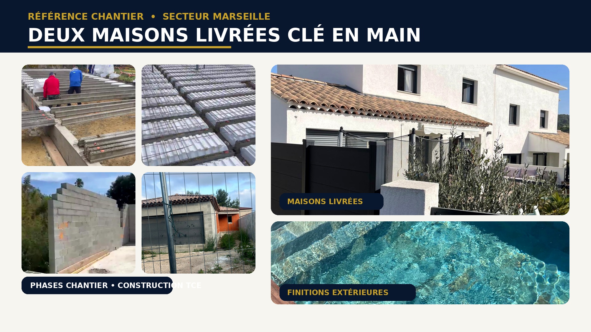 Étapes du chantier et maisons individuelles livrées sur le secteur de Marseille